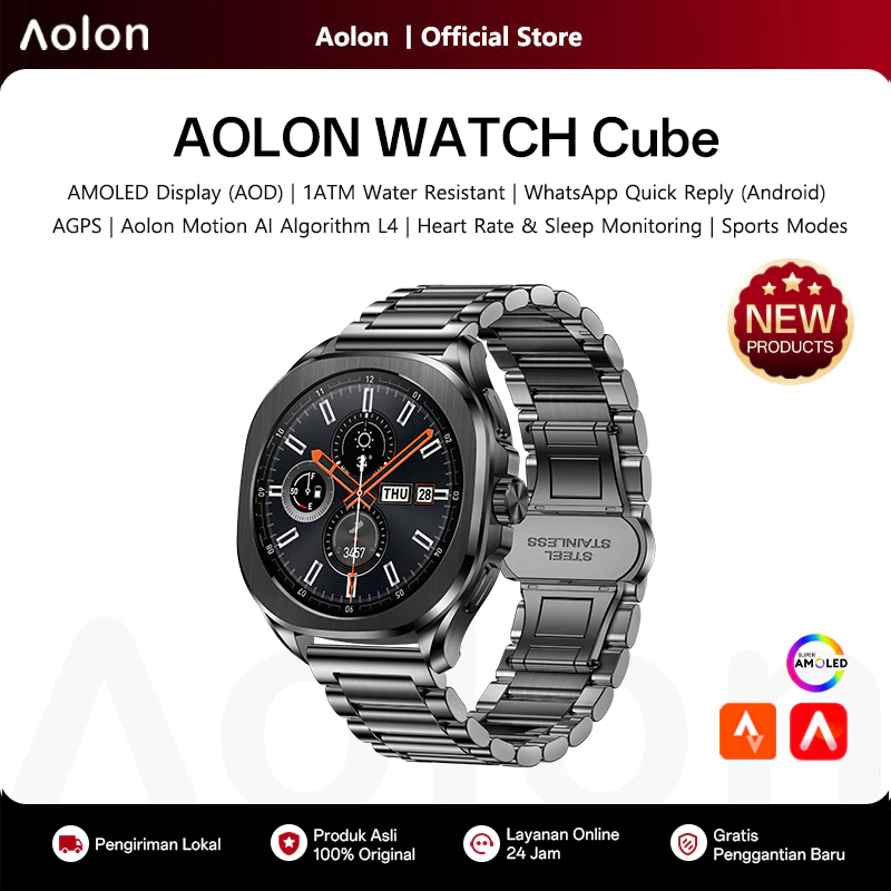 Aolon Cube 스마트 워치 1.43인치 AMOLE - Smartwatch Watch Whatsapp 리뷰 및 가격