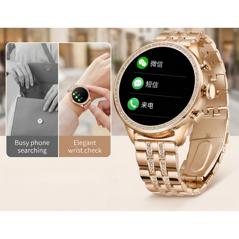 GEN9 다이아몬드 장식 여성용 스마트워치 로즈골드 스 - Smartwatch Health Watches For Women 리뷰 및 가격