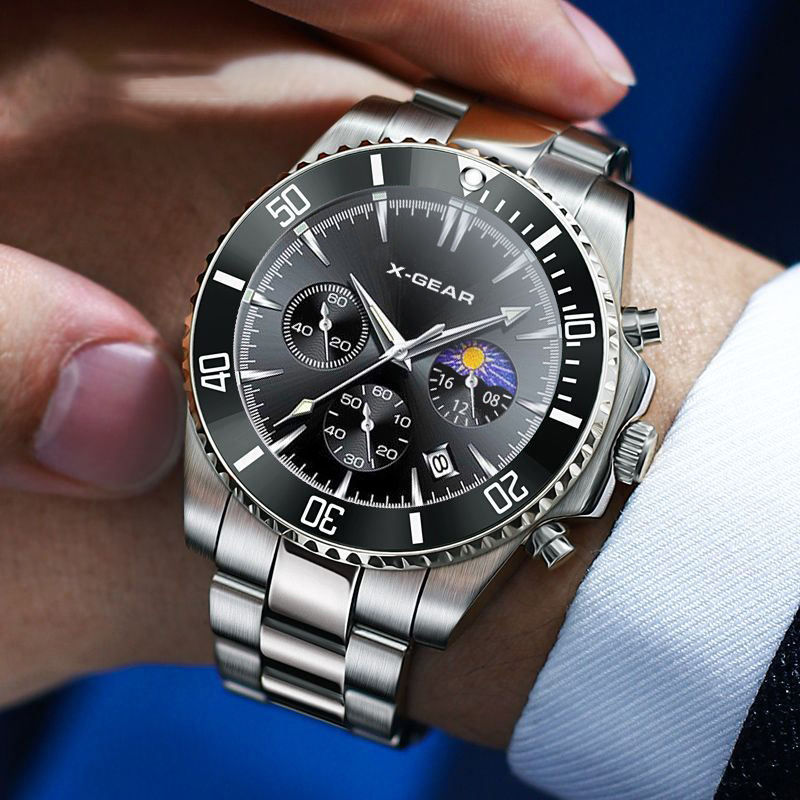 X-GEAR 패션 캘린더 남성용 쿼츠 시계 고급 블랙  - Smartwatch Luxury Watches 리뷰 및 가격