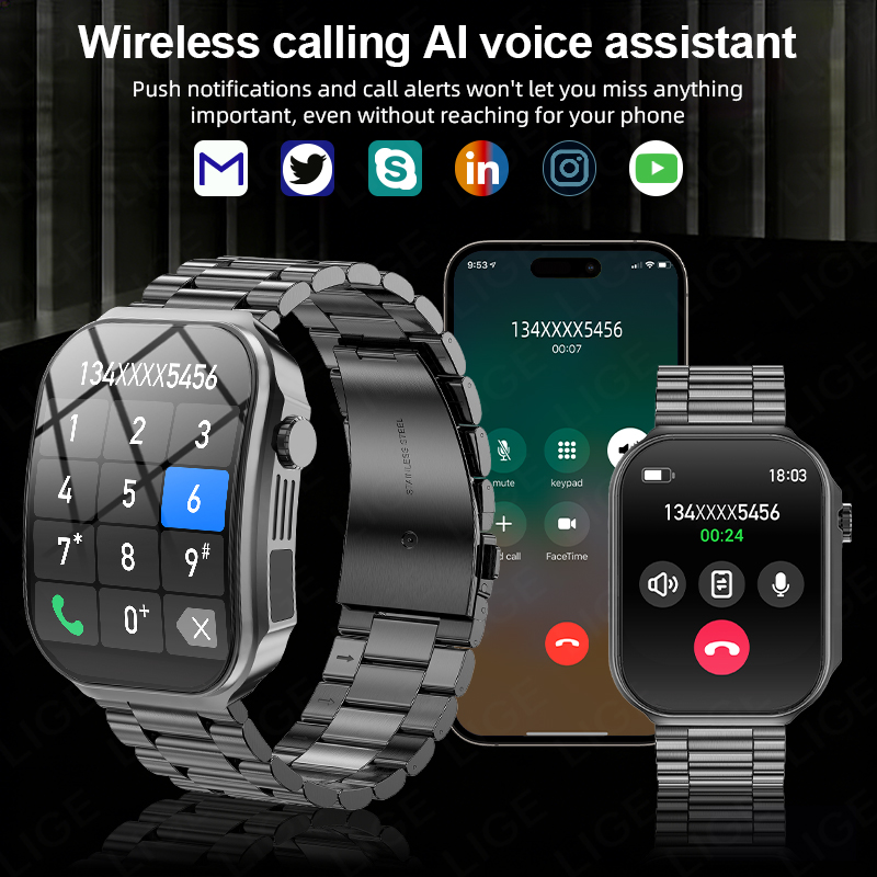 LIGE 새로운 3D 곡면 스크린 스마트워치 LED 라 - Smartwatch Health Watches For Women 리뷰 및 가격