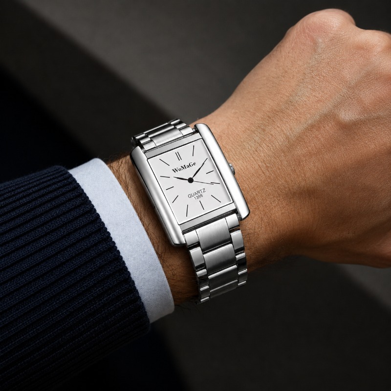 럭셔리 스테인레스 스틸 남성용 시계 패션 심플 스퀘어  - Smartwatch Luxury Watches 리뷰 및 가격