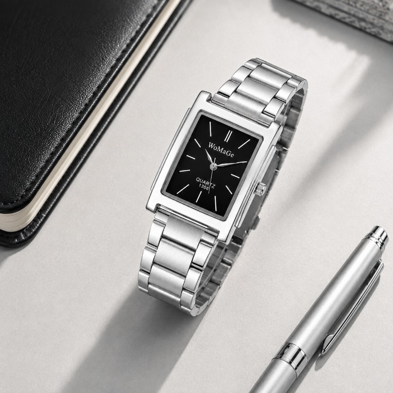 럭셔리 스테인레스 스틸 남성용 시계 패션 심플 스퀘어  - Smartwatch Luxury Watches 리뷰 및 가격