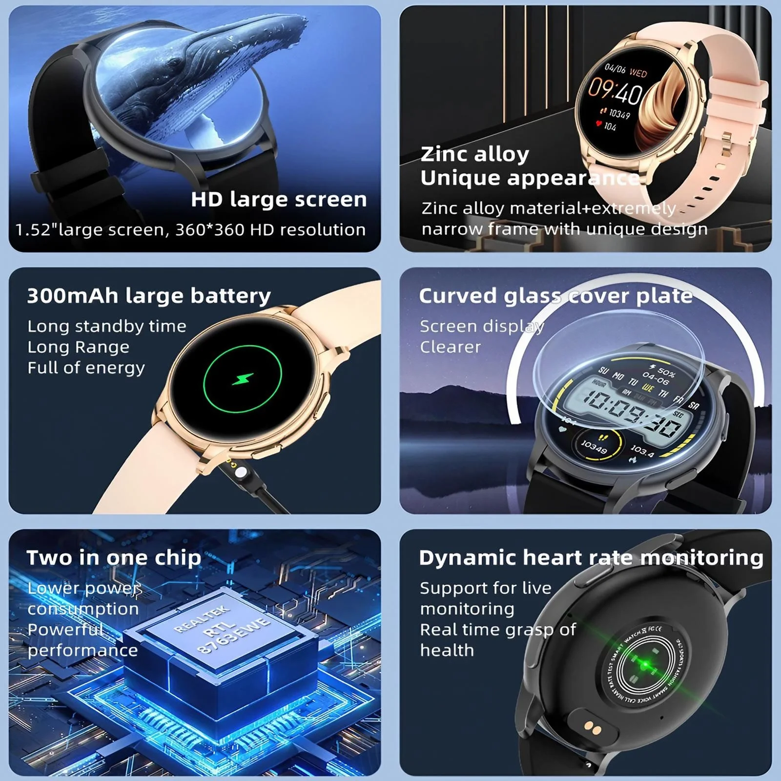 여성용 스마트워치 방수 심박수 수면 추적기 전화 수신  - Smartwatch Health Watches For Women 리뷰 및 가격